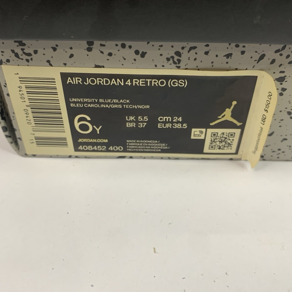 Jordan‎ 4 Retro 2021 University Blue 408452-400 Size 6Y With Box - Picture 14 of 14